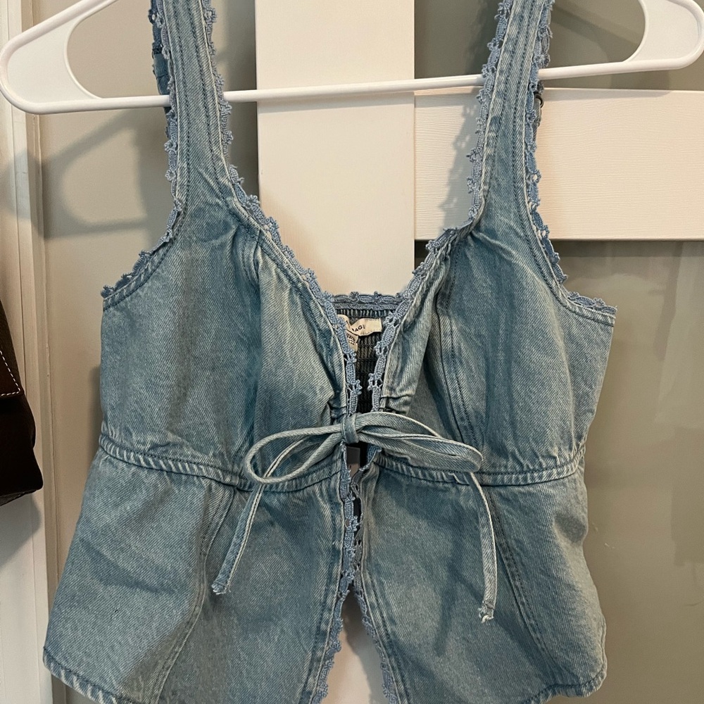 American Eagle Outfitters Blue Lace-Up Top